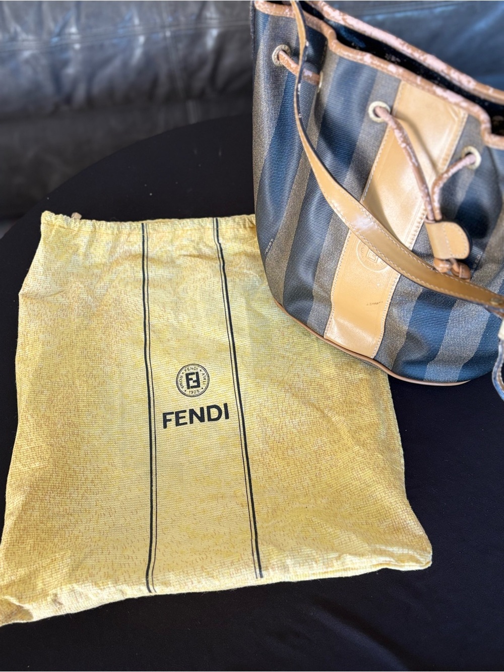 REHAB Vintage Fendi Pequin Stripe Bucket Bag Crossbody Project AS IS